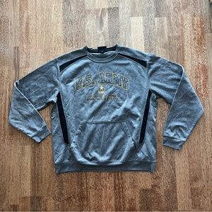 US Army Black Knights Crewneck Sweatshirt Pullover Pockets Gray Mens Large EUC